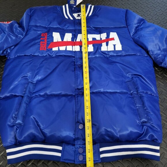 Starter  Buffalo Bills Mafia Bronx Bubble Blue Button Down Jacket Mens XL - Picture 4 of 8